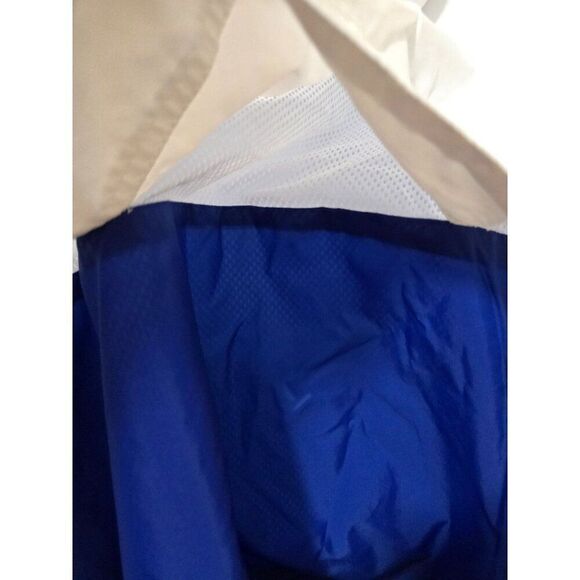 MTAPRO Vintage White Blue Pullover Nylon Windbreaker Jacket L With Hood Pockets - Picture 8 of 8